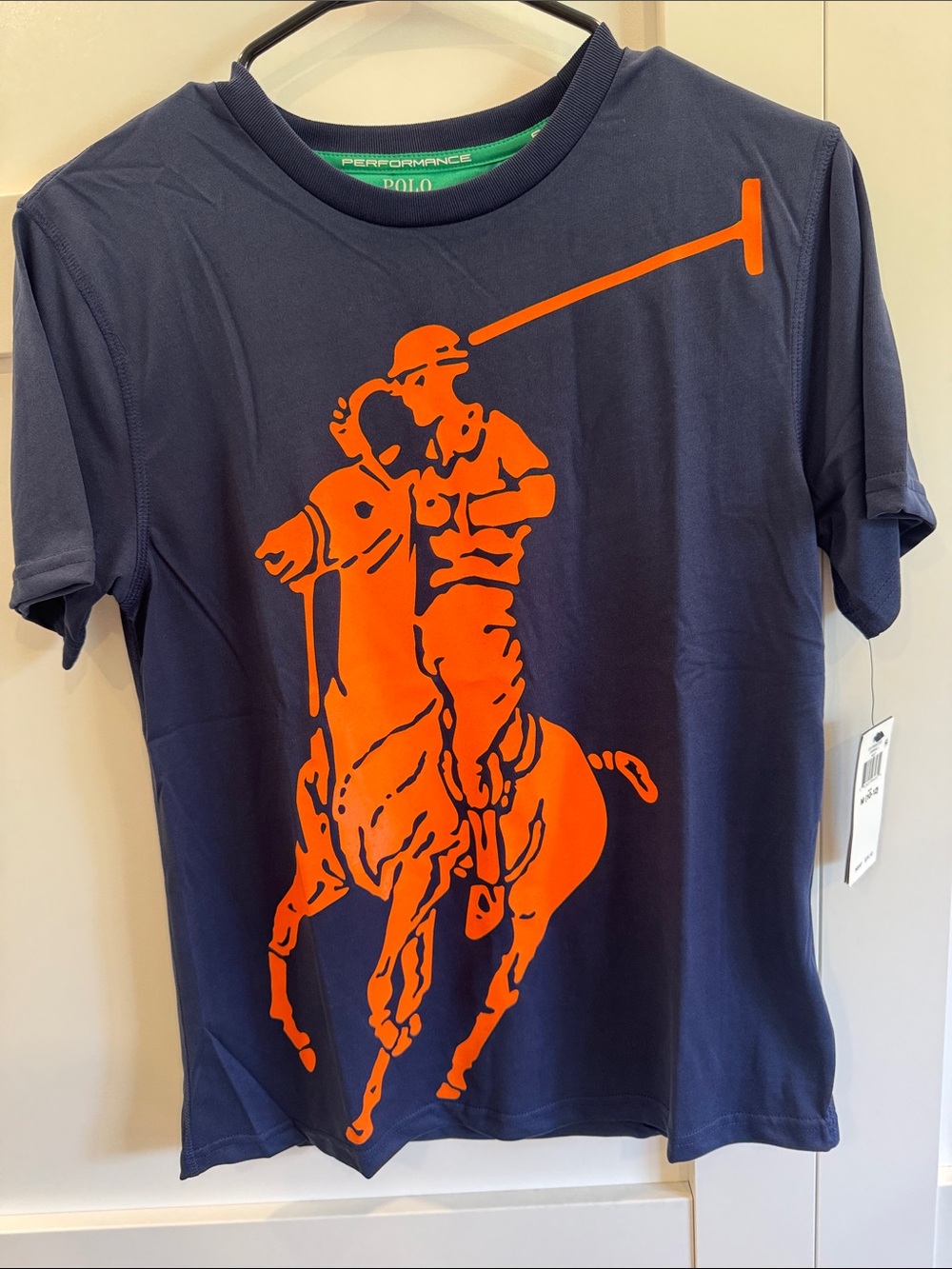 Polo by Ralph Lauren Navy Tee with Orange Polo Player Graphic